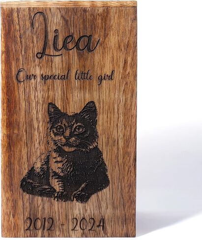 Personalized Engraved Wood Urn for Human & Pet Ashes, Handcrafted Wooden Funeral Memorial Urns for Dogs & Cats, Large Capacity Cremation Keepsake Box, Custom Size XS to XL (12 lbs to 250 lbs Capacity) in Saudi Arabia