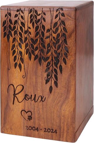 Personalized Engraved Wood Urn for Human & Pet Ashes, Handcrafted Wooden Funeral Memorial Urns for Dogs & Cats, Large Capacity Cremation Keepsake Box, Custom Size XS to XL (12 lbs to 250 lbs Capacity) in Saudi Arabia