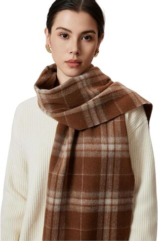 Wool Scarf for Women - Fashion Long Plaid Scarf with Tassels, Warm Soft Tartan Blanket Wrap Shawl Ladies Gifts in Kuwait