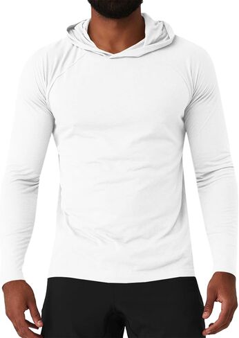 Mens Workout Hoodie Long Sleeve Lightweight Gym Running Quick Dry Athletic Shirt with Hood in Saudi Arabia