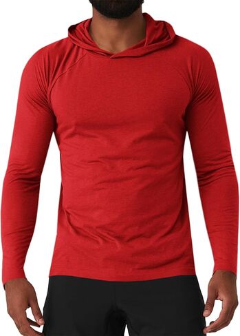 Mens Workout Hoodie Long Sleeve Lightweight Gym Running Quick Dry Athletic Shirt with Hood in Saudi Arabia