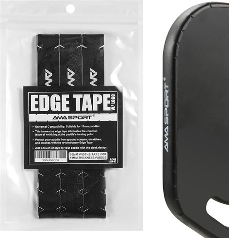 شريط حماية الحواف من AMA SPORT Pickleball مع شعار AMA SPORT 3 عبوات من أشرطة حماية الحواف 20 مم، 23 مم، 26 مم عرض غطاء حافة المجداف يناسب تمامًا الحافة المنحنية دون التجاعيد in Kuwait