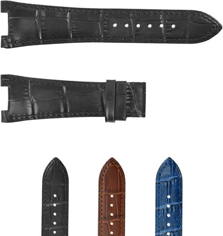 حزام ساعة جلدي من Ewatchparts مقاس 25 × 18 ملم بني وأسود يناسب باتيك فيليب نوتيلوس in Saudi Arabia