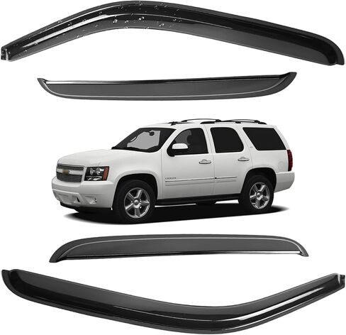 Window Visors for Nissan Navara D40 2005 2006 2007 2008 2009 2010 2011 2012 2013 2014 2015 Wind Deflector Sun Rain Guard Vent Weather Shields, Tape-on, Smoke, 4Pcs in Kuwait