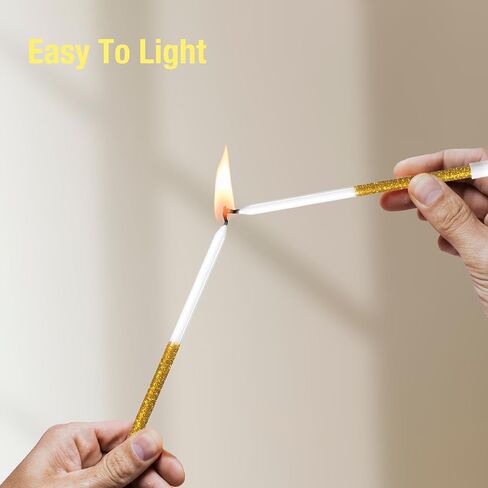 24-Pack Shiny Gold Birthday Candles, 5.5" Long Thin Candles with Glitter for Cake Decorations in Saudi Arabia