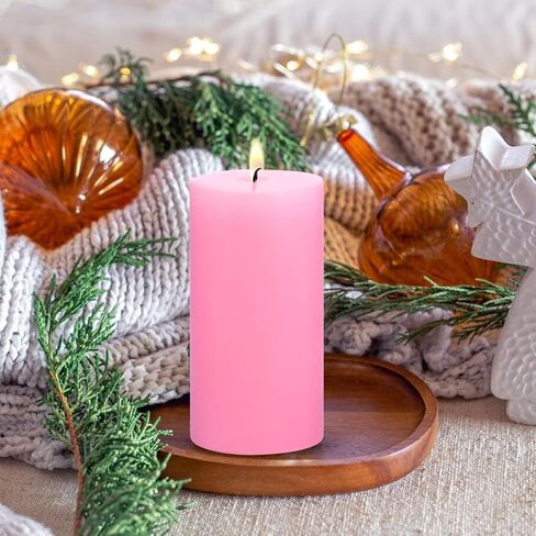 Pink Pillar Candles Set of 3 - Dripless Unscented - 3x4, 3x6 & 3x8 inches Decorative Candles for Home Decor & Table Centerpieces in Saudi Arabia