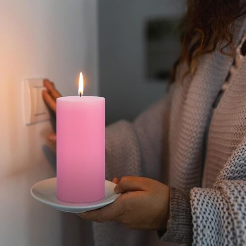 Pink Pillar Candles Set of 3 - Dripless Unscented - 3x4, 3x6 & 3x8 inches Decorative Candles for Home Decor & Table Centerpieces in Saudi Arabia