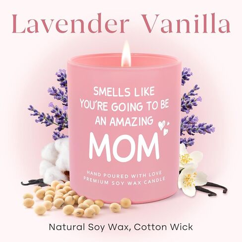 هدايا الأم الجديدة، شمعة معطرة باللافندر والفانيليا، هدايا الحمل للأمهات المتوقعات، أمي لتكوني، ماما، أساسيات الأم الجديدة لأول مرة، تهنئة للزوجة الحامل، بعد الولادة، جرة وردية (10 أونصة) in Kuwait