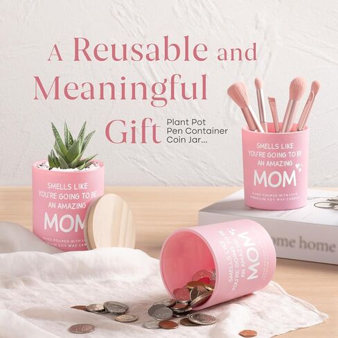 هدايا الأم الجديدة، شمعة معطرة باللافندر والفانيليا، هدايا الحمل للأمهات المتوقعات، أمي لتكوني، ماما، أساسيات الأم الجديدة لأول مرة، تهنئة للزوجة الحامل، بعد الولادة، جرة وردية (10 أونصة) in Kuwait