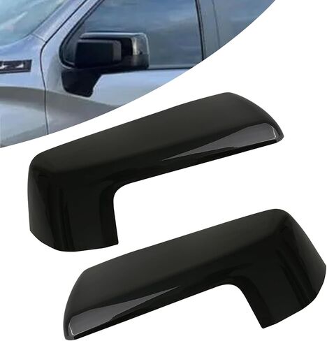 أغطية مرآة خارجية متوافقة مع Chevy Silverado 1500 2500 3500 2019-2024/ GMC Sierra 1500 2500 3500 2019-2024 قطع غيار الملحقات تحل محل 84732185 84732186 يسار يمين أسود لامع 1 زوج in Kuwait