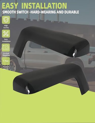 أغطية مرآة خارجية متوافقة مع Chevy Silverado 1500 2500 3500 2019-2024/ GMC Sierra 1500 2500 3500 2019-2024 قطع غيار الملحقات تحل محل 84732185 84732186 يسار يمين أسود لامع 1 زوج in Kuwait