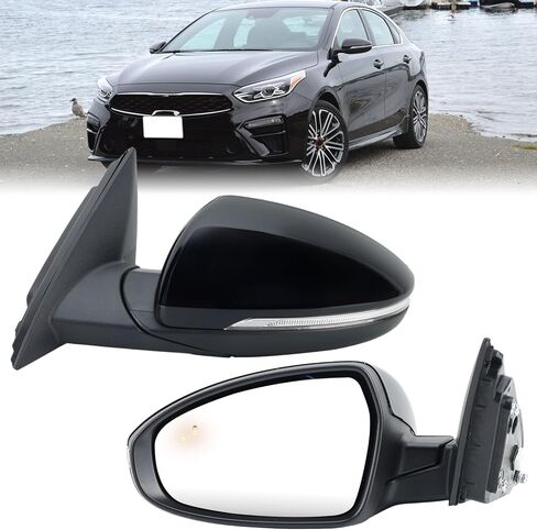 مرآة جانبية للسائق الأيسر متوافقة مع 2019 2020 2021 2022 2023 2024 Kia ​​Forte مرآة باب الرؤية الخلفية اليسرى دليل زجاج كهربائي قابل للطي أسود 3 دبابيس KI1320226 87610M7000 in Kuwait