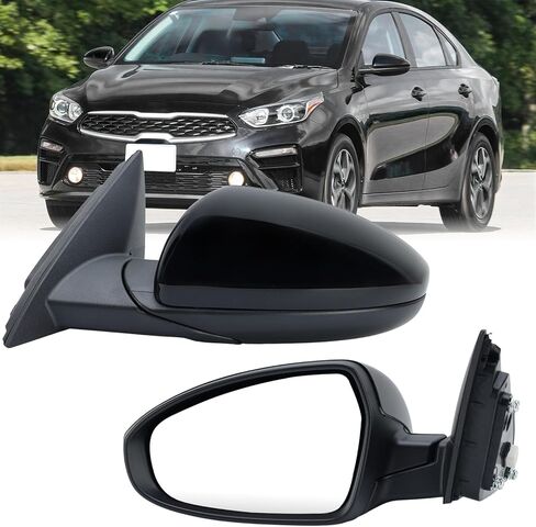 مرآة جانبية للسائق الأيسر متوافقة مع 2019 2020 2021 2022 2023 2024 Kia ​​Forte مرآة باب الرؤية الخلفية اليسرى دليل زجاج كهربائي قابل للطي أسود 3 دبابيس KI1320226 87610M7000 in Kuwait