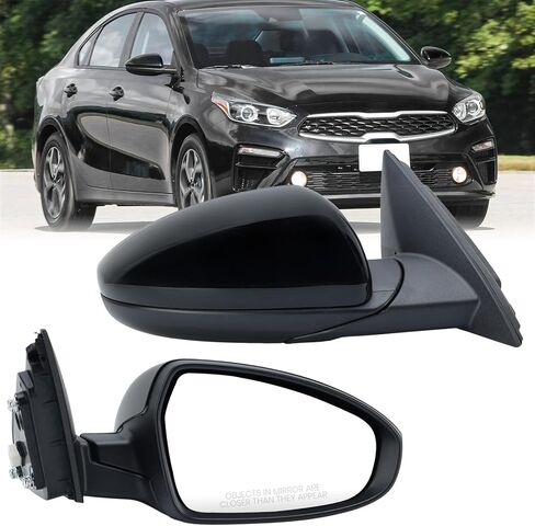 مرآة جانبية للسائق الأيسر متوافقة مع 2019 2020 2021 2022 2023 2024 Kia ​​Forte مرآة باب الرؤية الخلفية اليسرى دليل زجاج كهربائي قابل للطي أسود 3 دبابيس KI1320226 87610M7000 in Kuwait