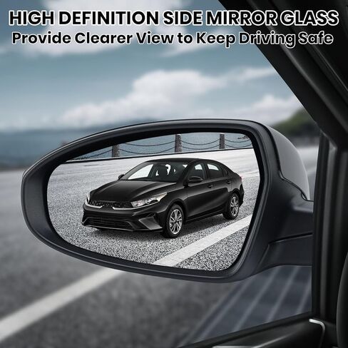 مرآة جانبية للسائق الأيسر متوافقة مع 2019 2020 2021 2022 2023 2024 Kia ​​Forte مرآة باب الرؤية الخلفية اليسرى دليل زجاج كهربائي قابل للطي أسود 3 دبابيس KI1320226 87610M7000 in Kuwait