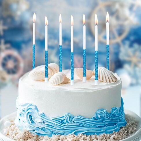 24-Pack Shiny Gold Birthday Candles, 5.5" Long Thin Candles with Glitter for Cake Decorations in Saudi Arabia