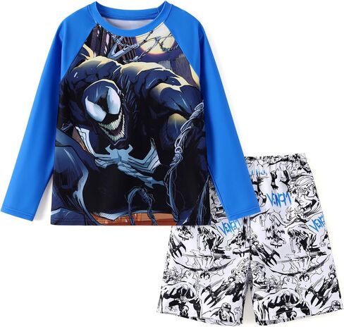 Disney Marvel Spiderman Swimsuit Rash Guard Shirt & Swim Trunks Stitch Boys Swim Set UPF 50+ Summer Kids Bathing Suit 3M-13T in Kuwait