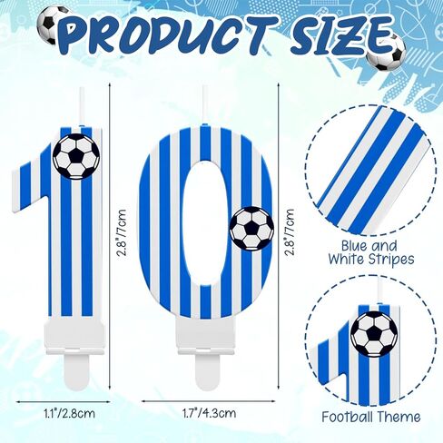 MTLEE Soccer Birthday Candles Decoration 10th Soccer Themed Cake Topper Football Birthday Candles for Sport Party Celebrations in Saudi Arabia