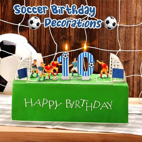 MTLEE Soccer Birthday Candles Decoration 10th Soccer Themed Cake Topper Football Birthday Candles for Sport Party Celebrations in Saudi Arabia