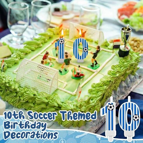 MTLEE Soccer Birthday Candles Decoration 10th Soccer Themed Cake Topper Football Birthday Candles for Sport Party Celebrations in Saudi Arabia