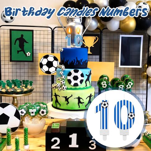 MTLEE Soccer Birthday Candles Decoration 10th Soccer Themed Cake Topper Football Birthday Candles for Sport Party Celebrations in Saudi Arabia