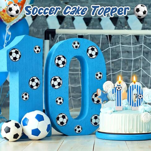 MTLEE Soccer Birthday Candles Decoration 10th Soccer Themed Cake Topper Football Birthday Candles for Sport Party Celebrations in Saudi Arabia