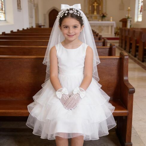 First Communion Veil Set 1st Communion Accessories Wreath Veil Headpiece Sock Necklace Bracelet for Wedding Party Costume in Kuwait