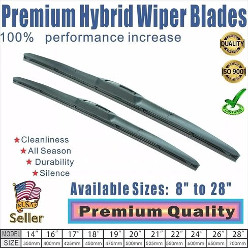 24"+16" Premium Windshield Wiper Blades OEM Quality J-Hook Easy Installation (Pack of 2) in Kuwait