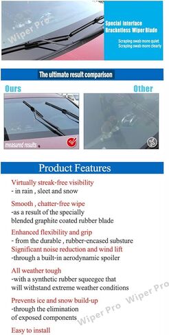 24"+16" Premium Windshield Wiper Blades OEM Quality J-Hook Easy Installation (Pack of 2) in Kuwait