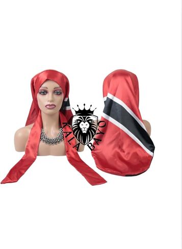 Trinidad and Tobago Flag Adult's Satin Long Sleeping Cap with Ties for Women - Perfect for Protective Hairstyles, Overnight Trinidad and Tobago Satin Bonnet Trinbago Night Caps Multicolor in Saudi Arabia