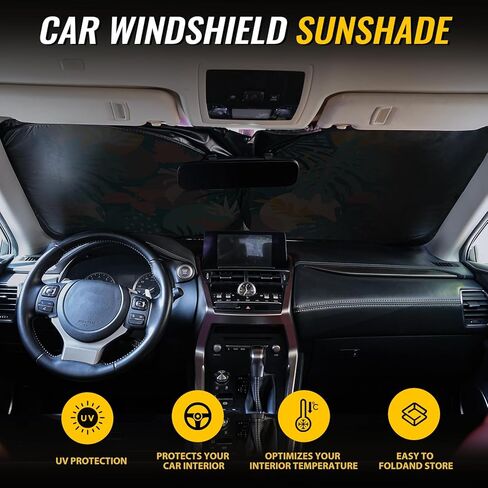 مظلة الشمس للزجاج الأمامي - مظلة للزجاج الأمامي للسيارة للحماية من الأشعة فوق البنفسجية وتقليل الحرارة 2025 واقي من الشمس للجزء الداخلي للسيارة (55 بوصة × 31.5 بوصة) in Kuwait