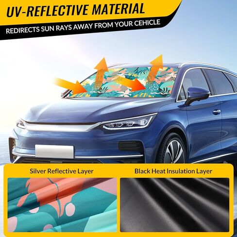 مظلة الشمس للزجاج الأمامي - مظلة للزجاج الأمامي للسيارة للحماية من الأشعة فوق البنفسجية وتقليل الحرارة 2025 واقي من الشمس للجزء الداخلي للسيارة (55 بوصة × 31.5 بوصة) in Kuwait