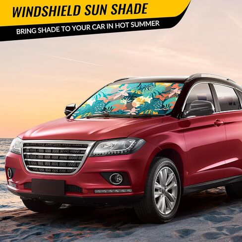 مظلة الشمس للزجاج الأمامي - مظلة للزجاج الأمامي للسيارة للحماية من الأشعة فوق البنفسجية وتقليل الحرارة 2025 واقي من الشمس للجزء الداخلي للسيارة (55 بوصة × 31.5 بوصة) in Kuwait