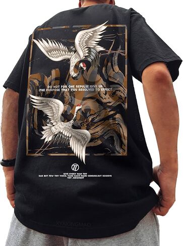 XYXIONGMAO Men's Casual Sports Japanese Streetwear Hip Hop Unisex Animal Crane Graphic Chucky Printed T-Shirt in Saudi Arabia