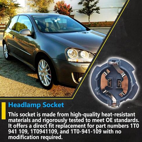 1T0-941-109 Headlamp Bulb Socket Compatible with Volkswagen Jetta Rabbit GTI 2005 2006 2007 2008 2009 2010,Headlamp Socket Replace 1T0941109 1T0 941 109 Headlight Low Beam Bulb in Saudi Arabia