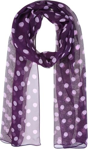 Women 1950s Retro Polka Dots Chiffon Scarf, Lightweight Soft Sheer Long Head Wrap Shawl Scarves for All Season in Saudi Arabia
