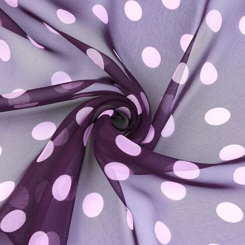 Women 1950s Retro Polka Dots Chiffon Scarf, Lightweight Soft Sheer Long Head Wrap Shawl Scarves for All Season in Saudi Arabia