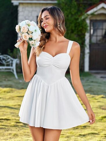 EYNMIN Floral Mini Graduation Dress Sweetheart Neckline Bow Tie Flowy A Line Dresses Cute Casual Short Sundress 2026 Summer in Saudi Arabia