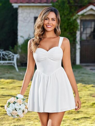 EYNMIN Floral Mini Graduation Dress Sweetheart Neckline Bow Tie Flowy A Line Dresses Cute Casual Short Sundress 2026 Summer in Saudi Arabia