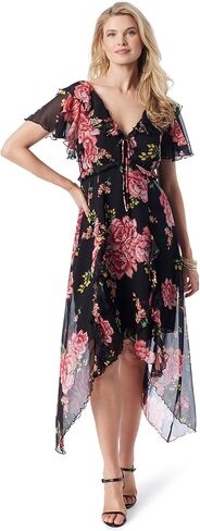 Jessica Simpson Women's Maila High-Low Hem Ruffle Maxi Dress with Linning Standard in Saudi Arabia