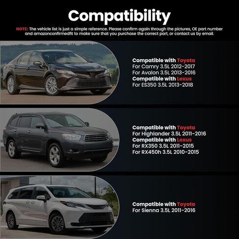 Fuel Injectors Compatible with Toyota Highlander Sienna 2011-2016 Camry 2012-2017 Avalon 2013-2016 ES350 2013-2018 RX350 2011-2015 RX450h 2010-2015,3.5L,23209-0P010 Set of 6 in Kuwait