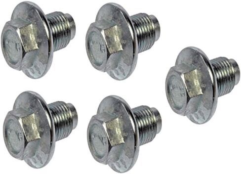 KarParts360 for Ford E-350 Super Duty/E-450 Super Duty 2007-2019 Engine Oil Drain Plugs | 5 Pieces | Steel | Silver | 3 Bolt Grade | Conventional Drain Method | Replacement for F75Z6730-BA, JZH100062 in Saudi Arabia