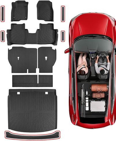 TAPTES All Weather Floor Mat for Honda CRV Hybrid Gas 2026 2025 2024 2023 | Full Set Car Liner Backrest Cargo Trunk & Door Sill Guards Covers | Rubber Carpet CR-V Interior Accessories 2023-2026 in Kuwait