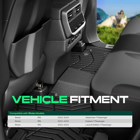 YHTAUTO Floor Mats & Cargo Mat Compatible with Rivian R1S 2022-2024 Adventure Explore Launch Edition, TPE Floor Liners All-Weather Custom Fit, 1st & 2nd & 3rd Row & Trunk Mat, Set of 5 in Saudi Arabia