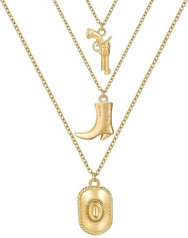 HANRESHE Gold Silver Cowboy Necklaces For Women Trendy Cowgirl Accessories Western Unique Cowgirl Boot Necklace Chic Jewelry Gift in Saudi Arabia