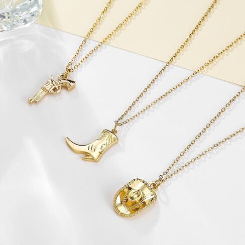 HANRESHE Gold Silver Cowboy Necklaces For Women Trendy Cowgirl Accessories Western Unique Cowgirl Boot Necklace Chic Jewelry Gift in Saudi Arabia