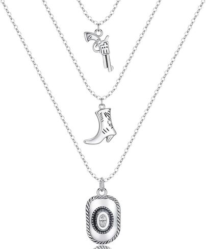 HANRESHE Gold Silver Cowboy Necklaces For Women Trendy Cowgirl Accessories Western Unique Cowgirl Boot Necklace Chic Jewelry Gift in Kuwait