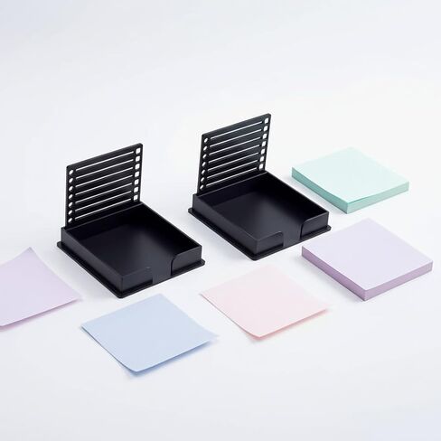 Sticky Note Holder for 3x3 Post It Notes with Stencil and Line Box Drawing Template Office Home Memo Pad Organizer Dispenser (Black 2 PCS) in Saudi Arabia