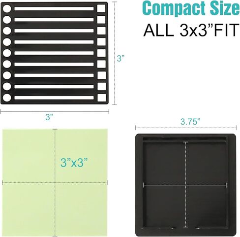 Sticky Note Holder for 3x3 Post It Notes with Stencil and Line Box Drawing Template Office Home Memo Pad Organizer Dispenser (Black 2 PCS) in Saudi Arabia