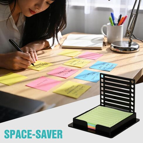 Sticky Note Holder for 3x3 Post It Notes with Stencil and Line Box Drawing Template Office Home Memo Pad Organizer Dispenser (Black 2 PCS) in Saudi Arabia